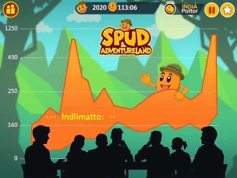 Spud Adventureland gameplay screenshot showing potato character in Indian-themed level